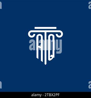 AQ initial logo monogram with simple pillar icon design Stock Vector