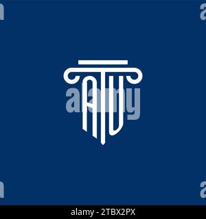 AU initial logo monogram with simple pillar icon design Stock Vector