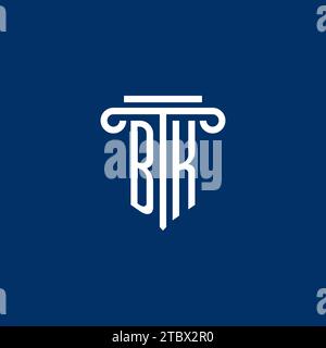 BK initial logo monogram with simple pillar icon design Stock Vector