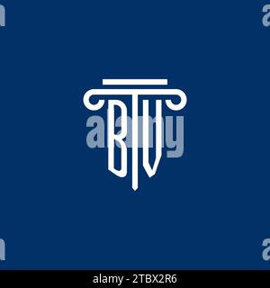 BV initial logo monogram with simple pillar icon design Stock Vector