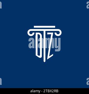 DZ initial logo monogram with simple pillar icon design Stock Vector