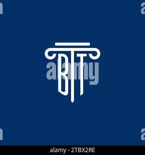BT initial logo monogram with simple pillar icon design Stock Vector