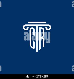 CR initial logo monogram with simple pillar icon design Stock Vector