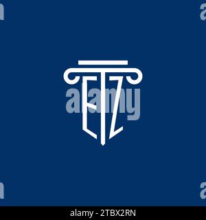 EZ initial logo monogram with simple pillar icon design Stock Vector