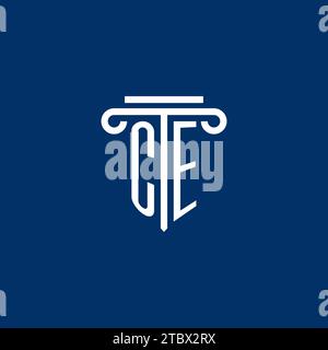 CE initial logo monogram with simple pillar icon design Stock Vector
