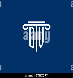 DV initial logo monogram with simple pillar icon design Stock Vector