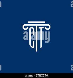 CT initial logo monogram with simple pillar icon design Stock Vector