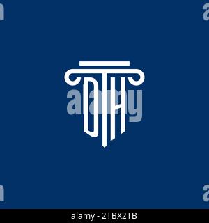 DH initial logo monogram with simple pillar icon design Stock Vector