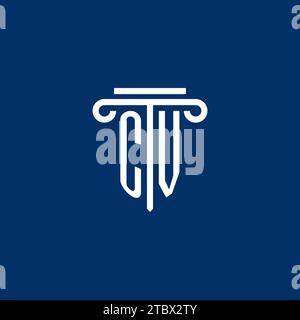 CV initial logo monogram with simple pillar icon design Stock Vector