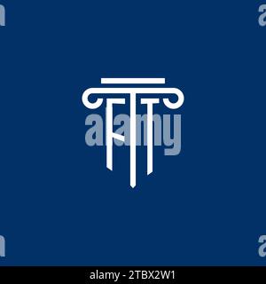 FT initial logo monogram with simple pillar icon design Stock Vector