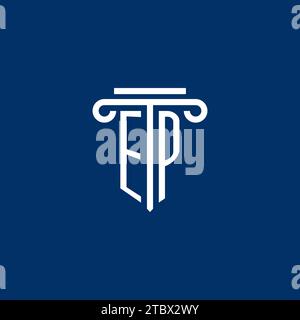 EP initial logo monogram with simple pillar icon design Stock Vector