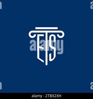 ES initial logo monogram with simple pillar icon design Stock Vector