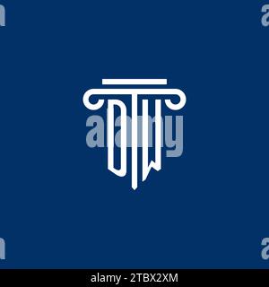 DW initial logo monogram with simple pillar icon design Stock Vector