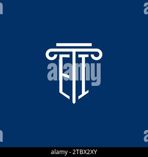 EI initial logo monogram with simple pillar icon design Stock Vector