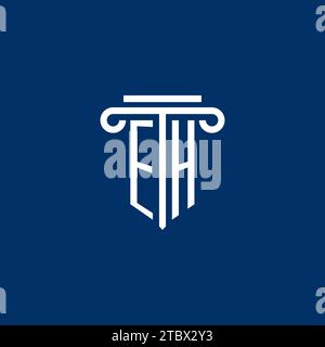 EH initial logo monogram with simple pillar icon design Stock Vector