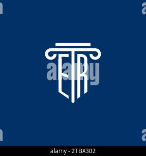 ER initial logo monogram with simple pillar icon design Stock Vector