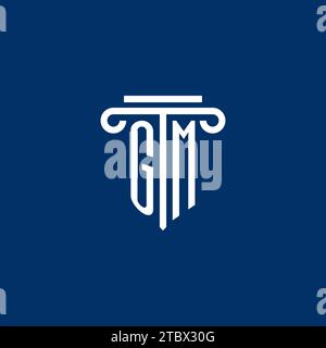 GM initial logo monogram with simple pillar icon design Stock Vector