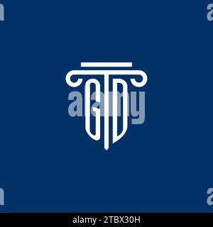 GD initial logo monogram with simple pillar icon design Stock Vector