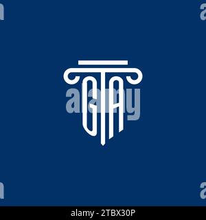 GA initial logo monogram with simple pillar icon design Stock Vector