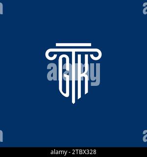 GK initial logo monogram with simple pillar icon design Stock Vector