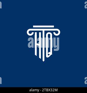 HQ initial logo monogram with simple pillar icon design Stock Vector