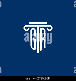 GR initial logo monogram with simple pillar icon design Stock Vector