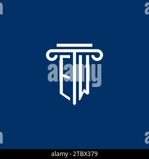 EW initial logo monogram with simple pillar icon design Stock Vector