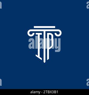 IP initial logo monogram with simple pillar icon design Stock Vector