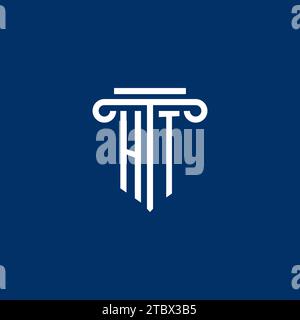 HT initial logo monogram with simple pillar icon design Stock Vector