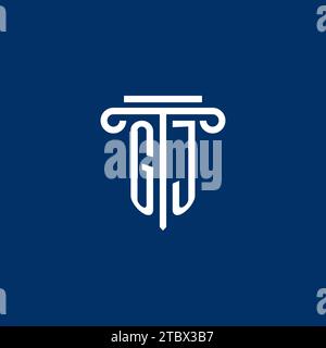 GJ initial logo monogram with simple pillar icon design Stock Vector
