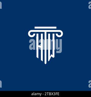HW initial logo monogram with simple pillar icon design Stock Vector
