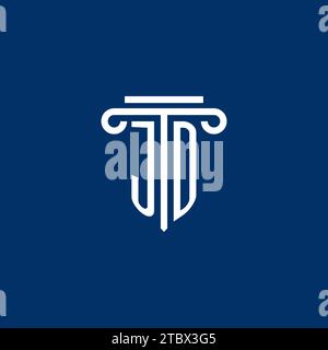 JD initial logo monogram with simple pillar icon design Stock Vector