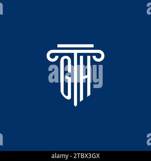 GH initial logo monogram with simple pillar icon design Stock Vector