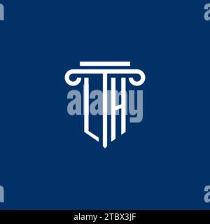 LH initial logo monogram with simple pillar icon design Stock Vector