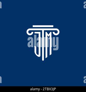 JM initial logo monogram with simple pillar icon design Stock Vector
