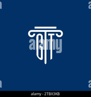 GT initial logo monogram with simple pillar icon design Stock Vector