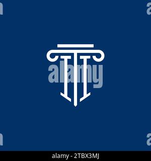 II initial logo monogram with simple pillar icon design Stock Vector