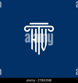 HV initial logo monogram with simple pillar icon design Stock Vector