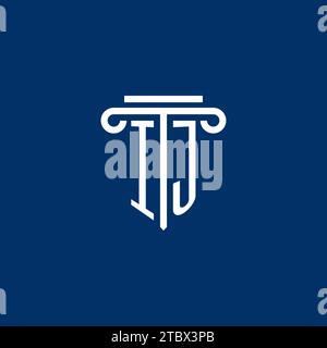 IJ initial logo monogram with simple pillar icon design Stock Vector