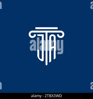 JA initial logo monogram with simple pillar icon design Stock Vector