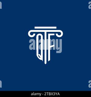 QF initial logo monogram with simple pillar icon design Stock Vector