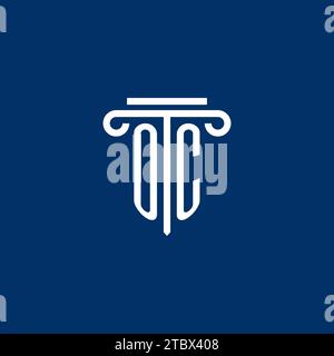 OC initial logo monogram with simple pillar icon design Stock Vector