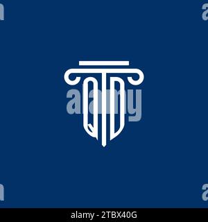 QD initial logo monogram with simple pillar icon design Stock Vector