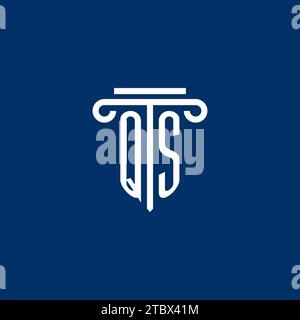 QS initial logo monogram with simple pillar icon design Stock Vector