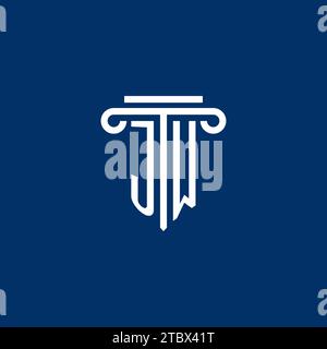 JW initial logo monogram with simple pillar icon design Stock Vector