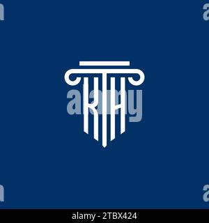 KH initial logo monogram with simple pillar icon design Stock Vector