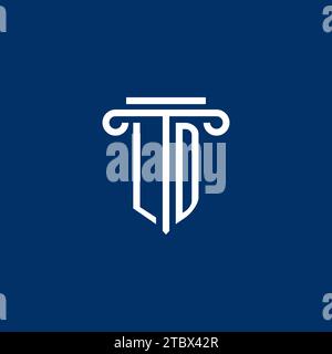 LD initial logo monogram with simple pillar icon design Stock Vector