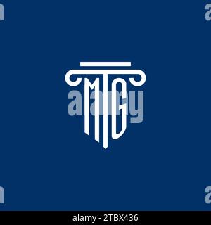 MG initial logo monogram with simple pillar icon design Stock Vector