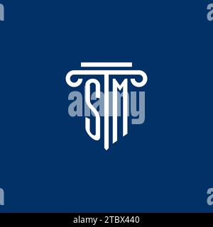 SM initial logo monogram with simple pillar icon design Stock Vector