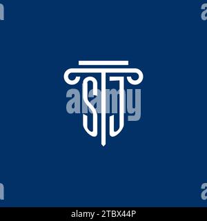 SJ initial logo monogram with simple pillar icon design Stock Vector